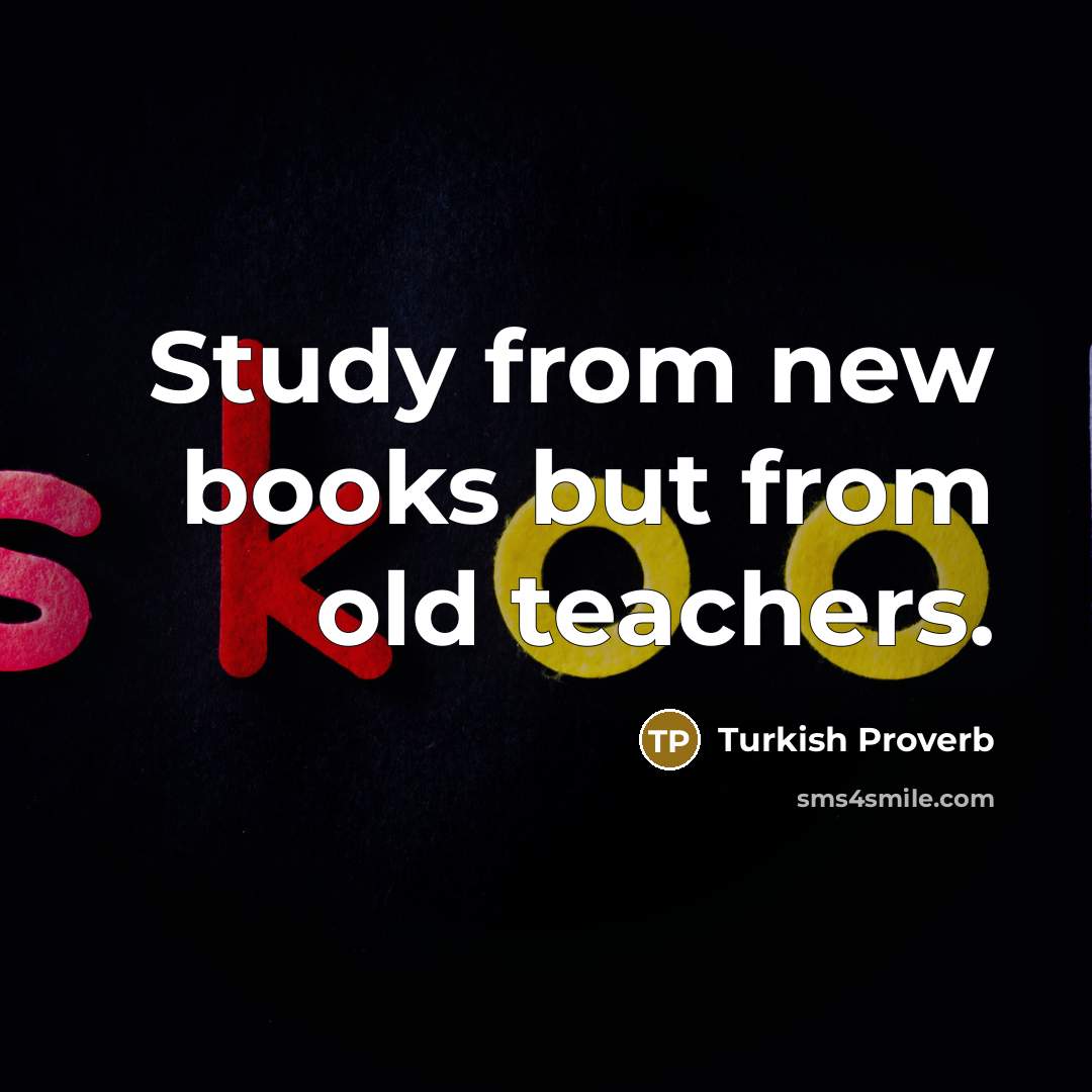 “Study from new books but from old teachers.…” quote by Turkish Proverb