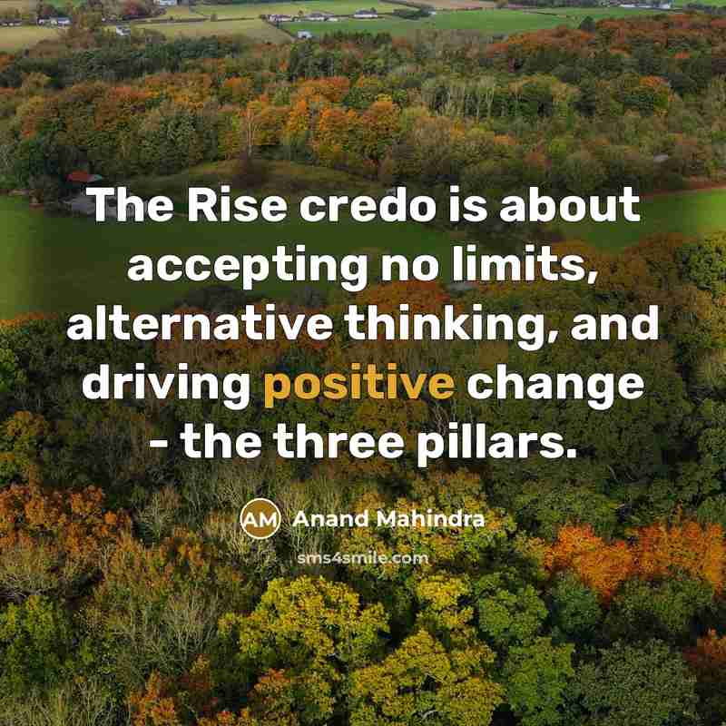 “The Rise credo is about accepting no limits, alternative thinking,…” quote by Anand Mahindra