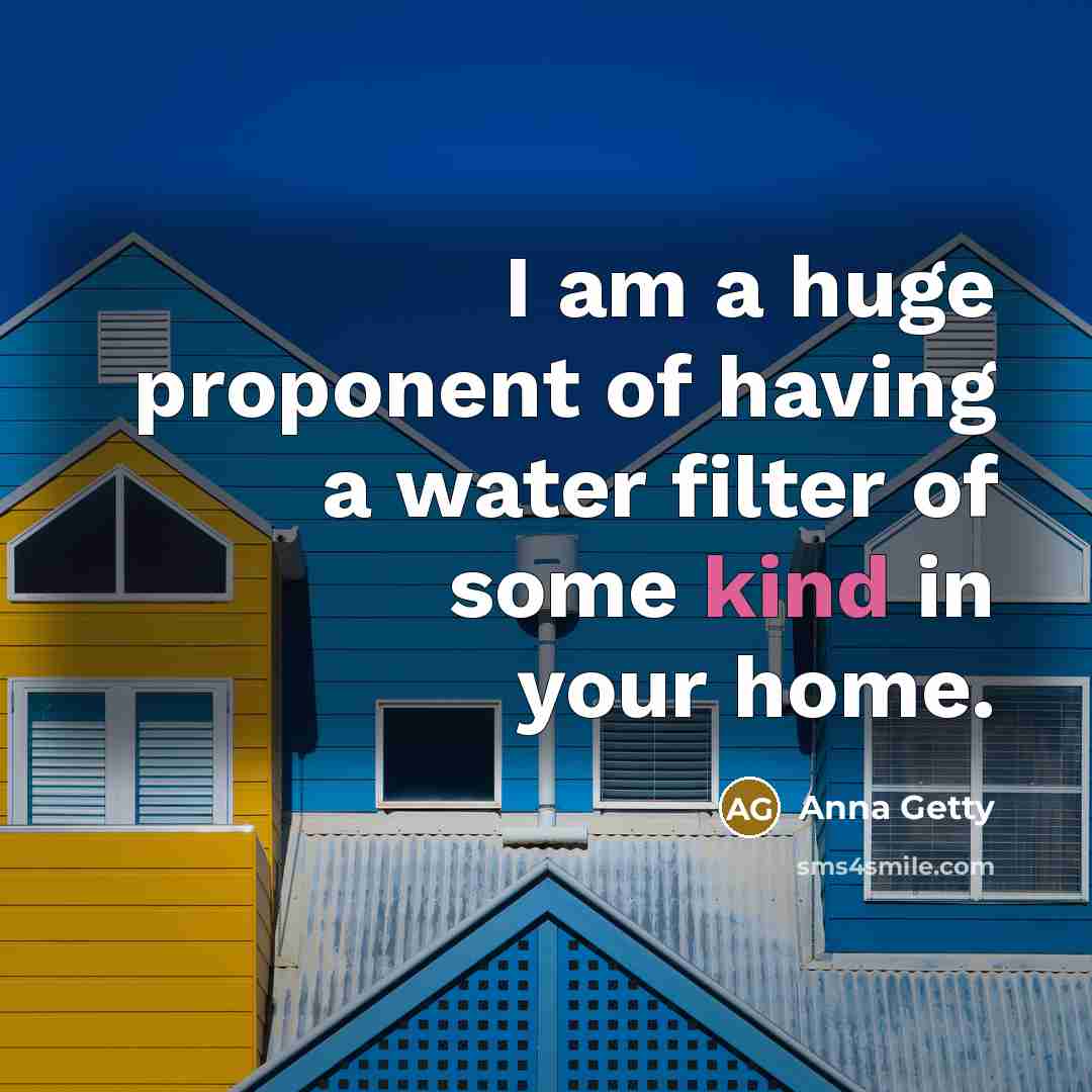 “I am a huge proponent of having a water filter…” quote by Anna Getty