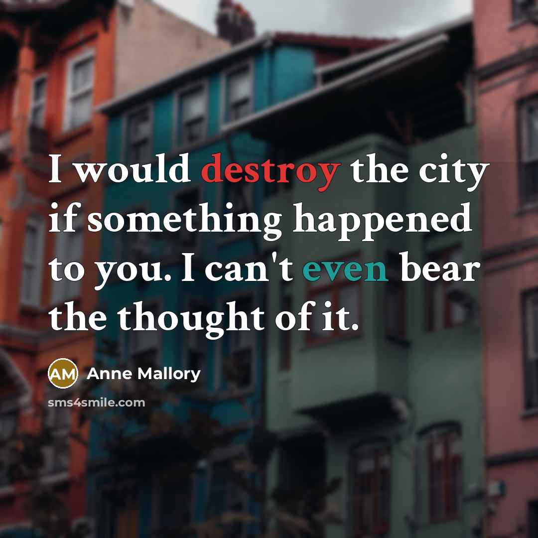 “I would destroy the city if something happened to you.…” quote by Anne Mallory