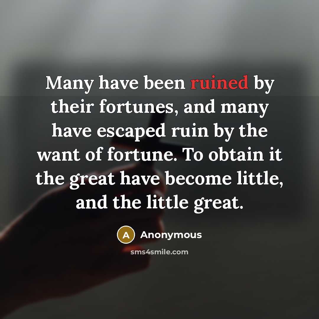 “Many have been ruined by their fortunes, and many have…” quote by Anonymous