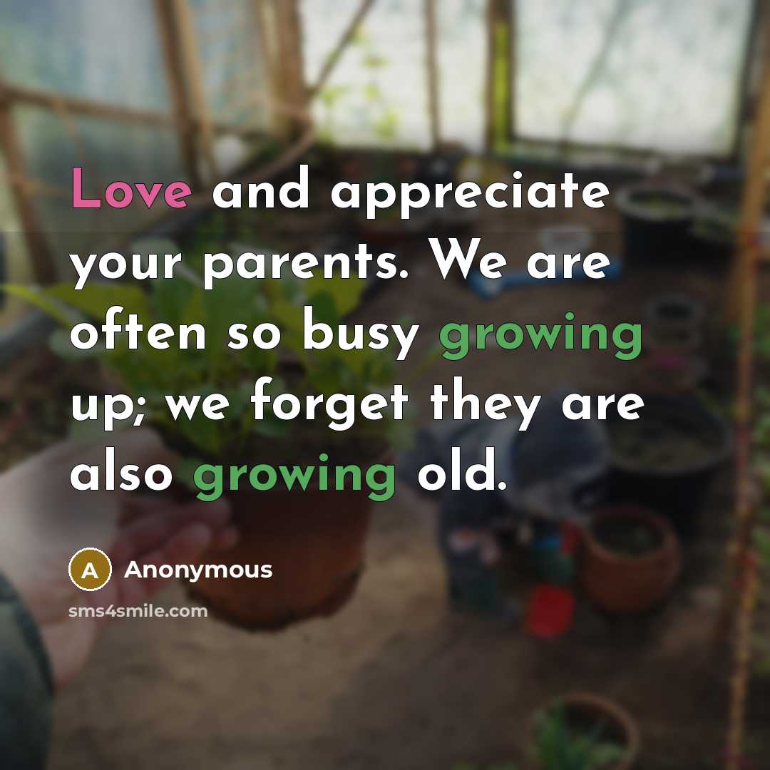“Love and appreciate your parents. We are often so busy…” quote by Anonymous