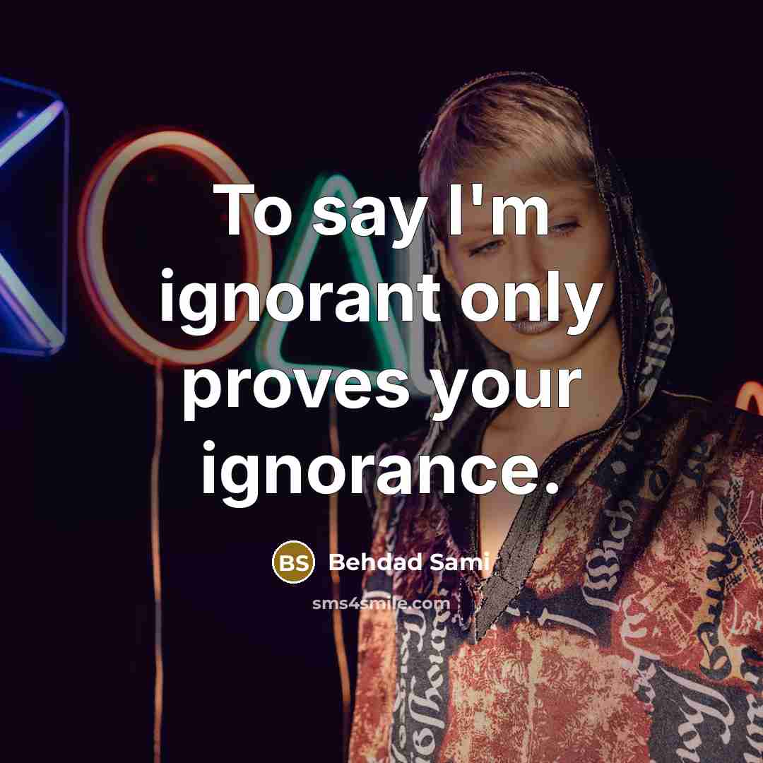 “To say I'm ignorant only proves your ignorance.…” quote by Behdad Sami