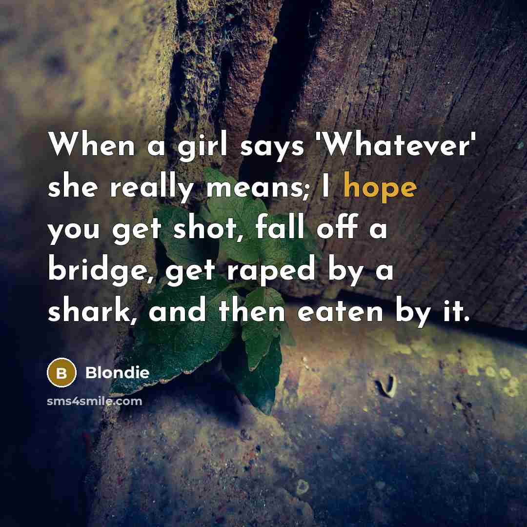 “When a girl says 'Whatever' she really means; I hope…” quote by Blondie