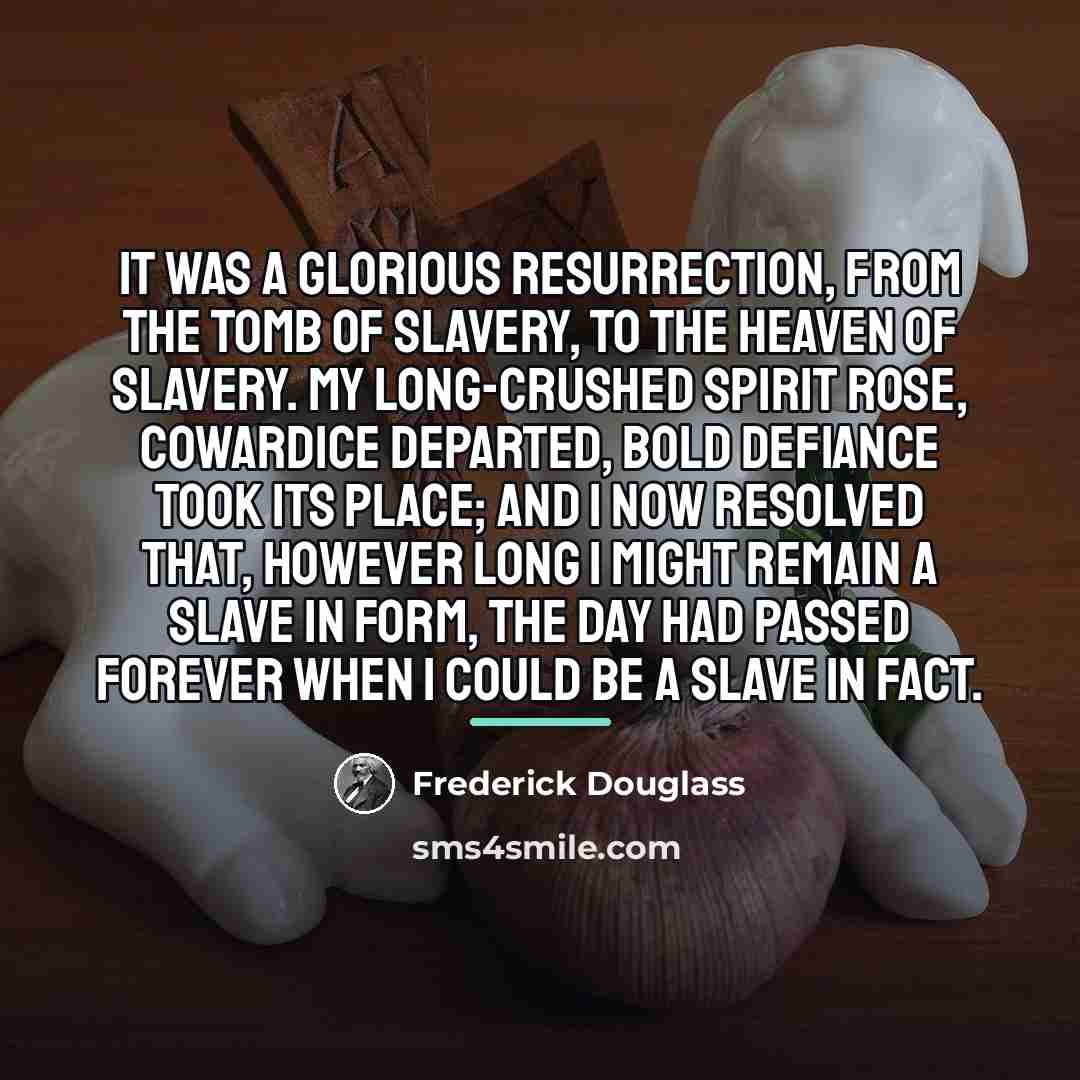 “It was a glorious resurrection, from the tomb of slavery,…” quote by Frederick Douglass