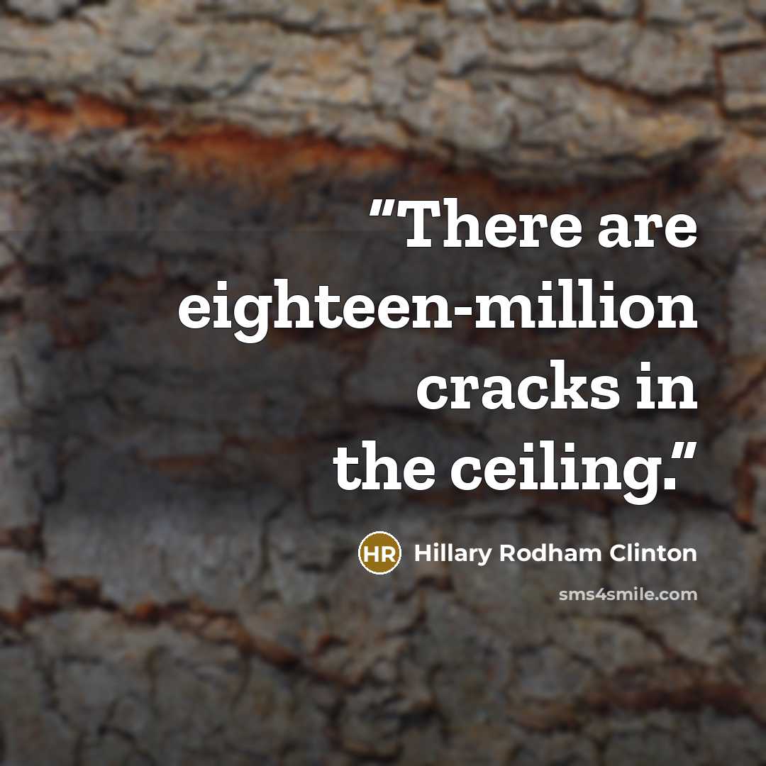 “There are eighteen-million cracks in the ceiling.” quote by Hillary Rodham Clinton
