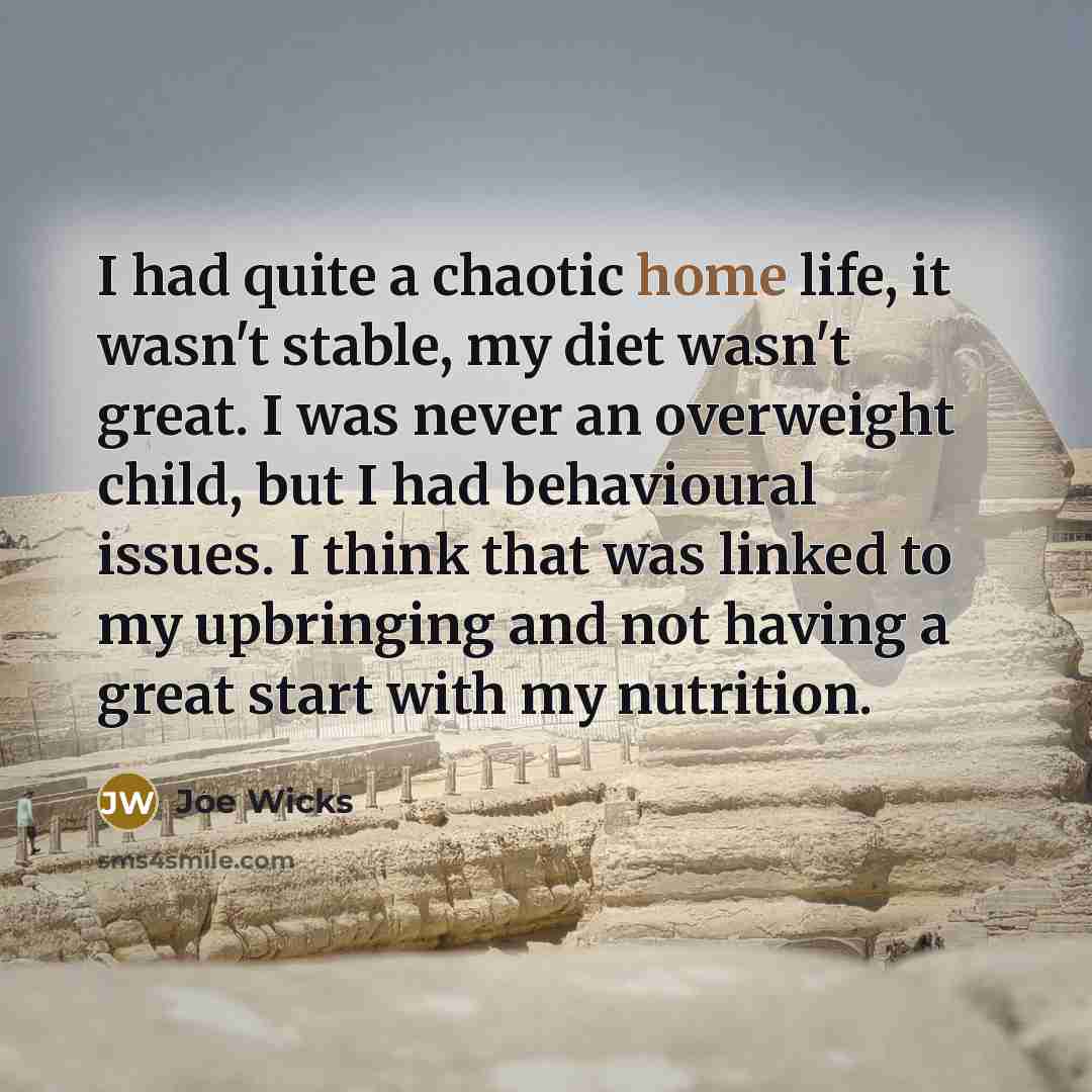 “I had quite a chaotic home life, it wasn't stable,…” quote by Joe Wicks