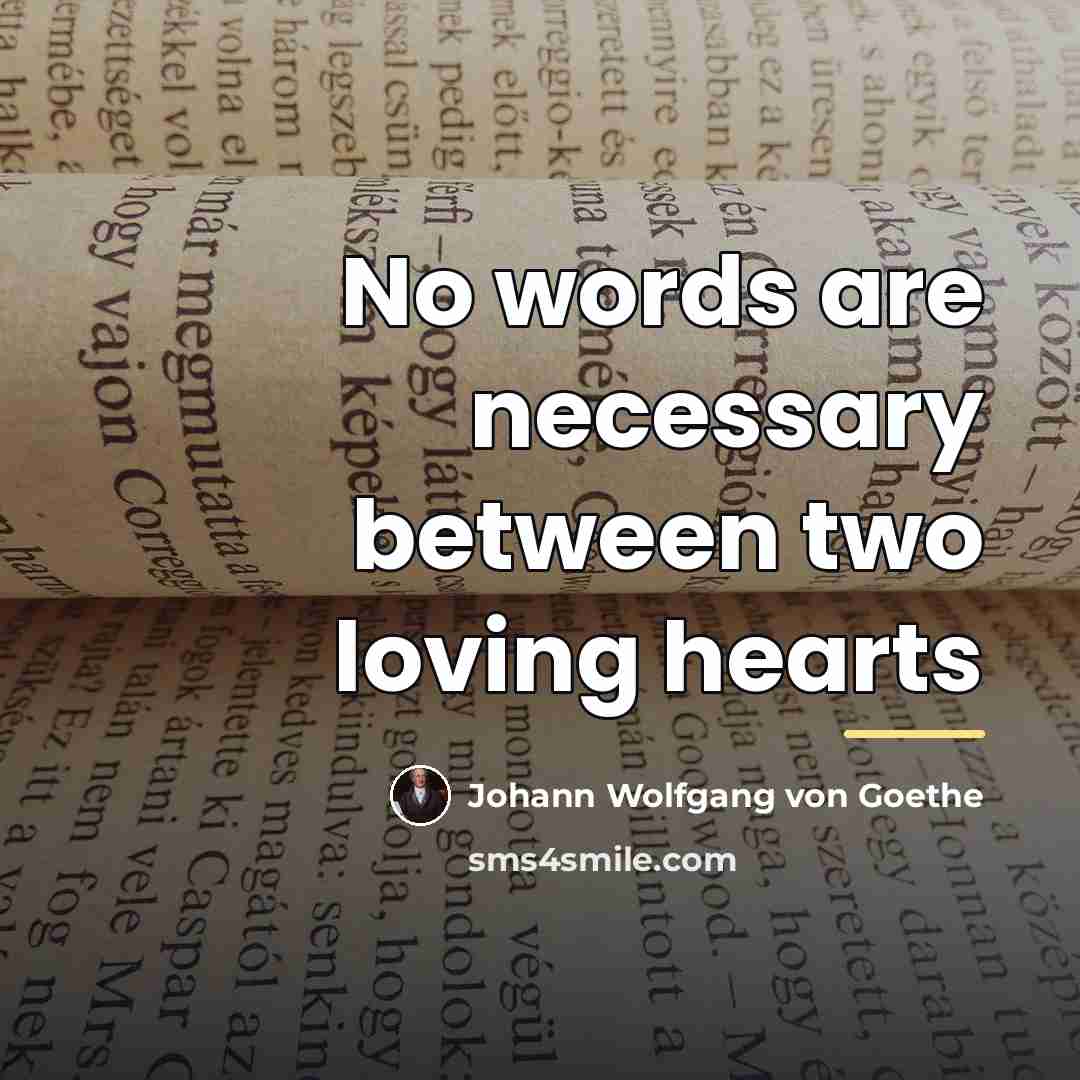 “No words are necessary between two loving hearts…” quote by Johann Wolfgang Von Goethe