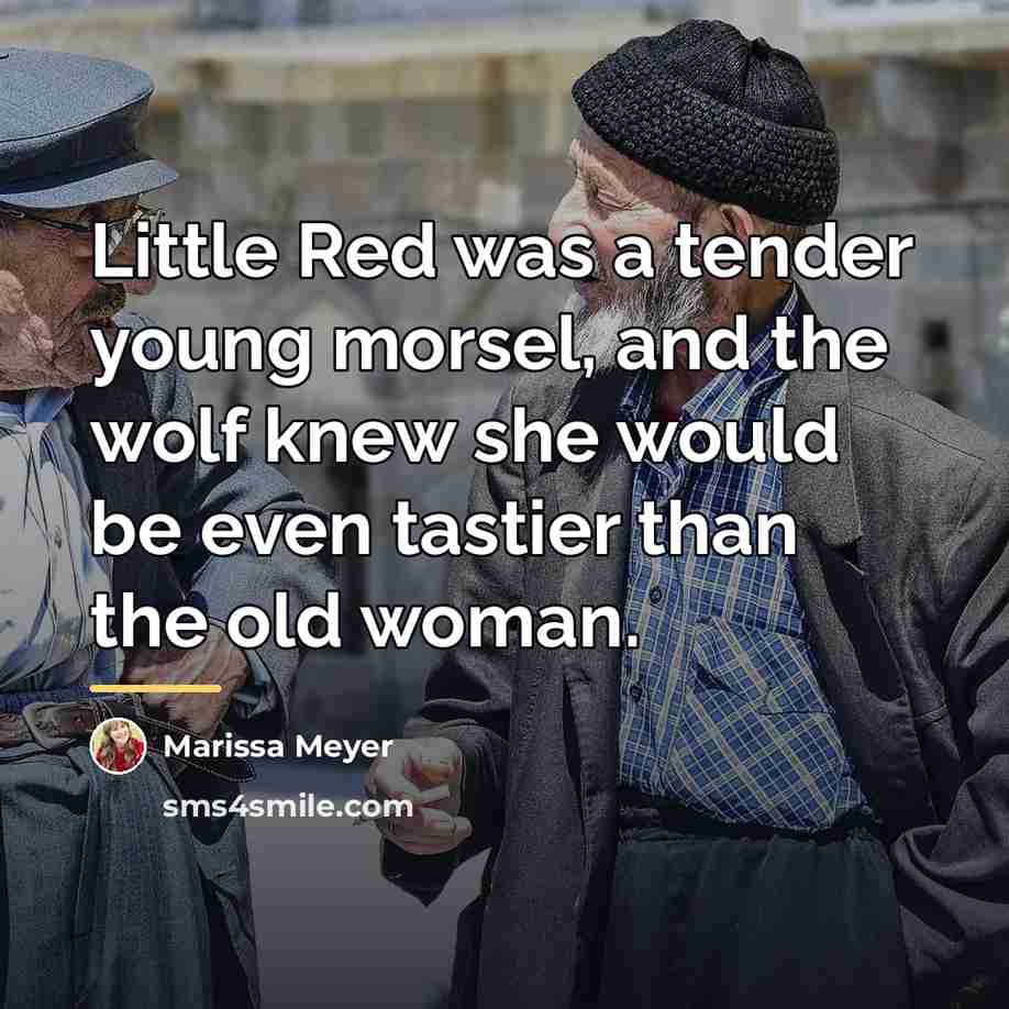 “Little Red was a tender young morsel, and the wolf…” quote by Marissa Meyer