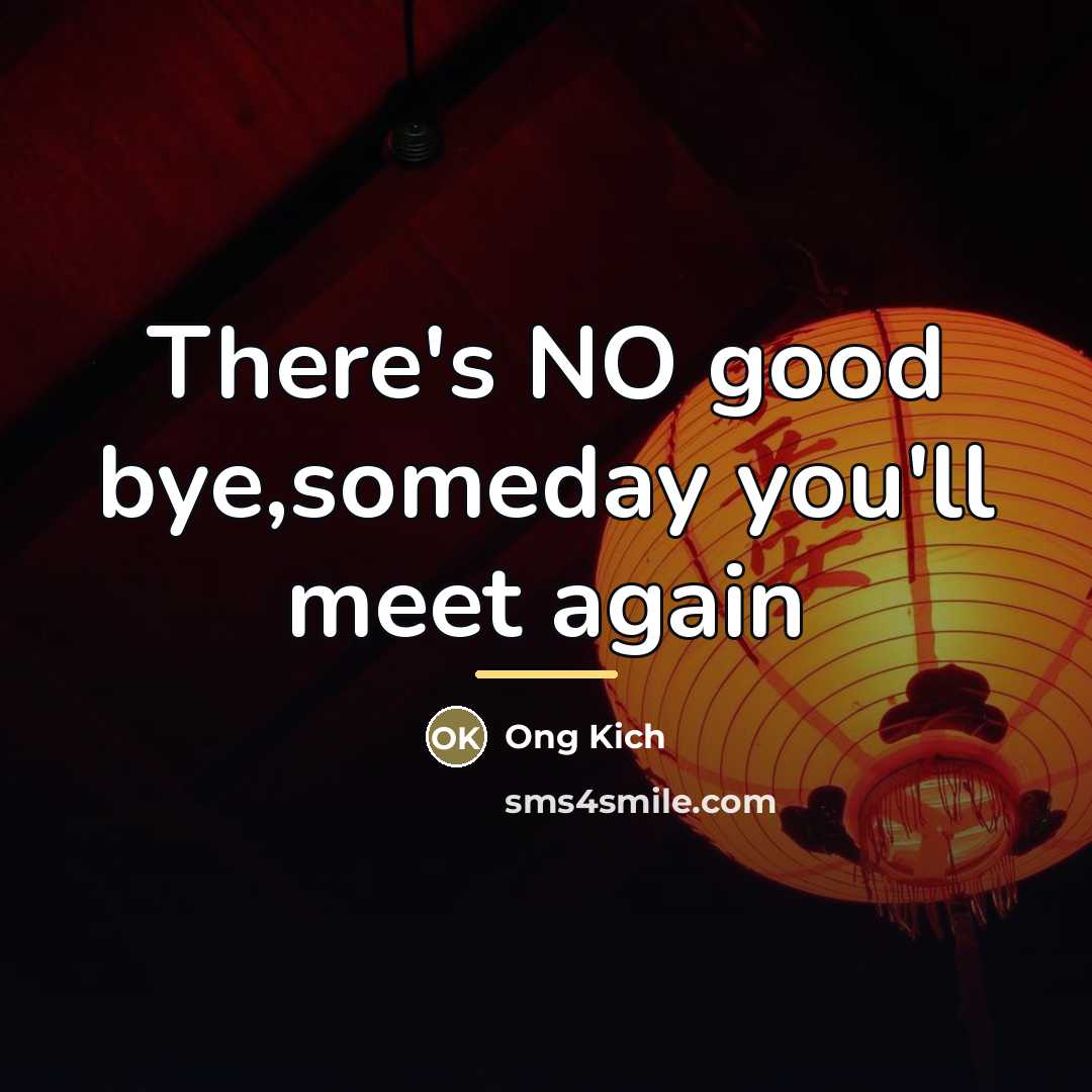 “There's NO good bye,someday you'll meet again…” quote by Ong Kich