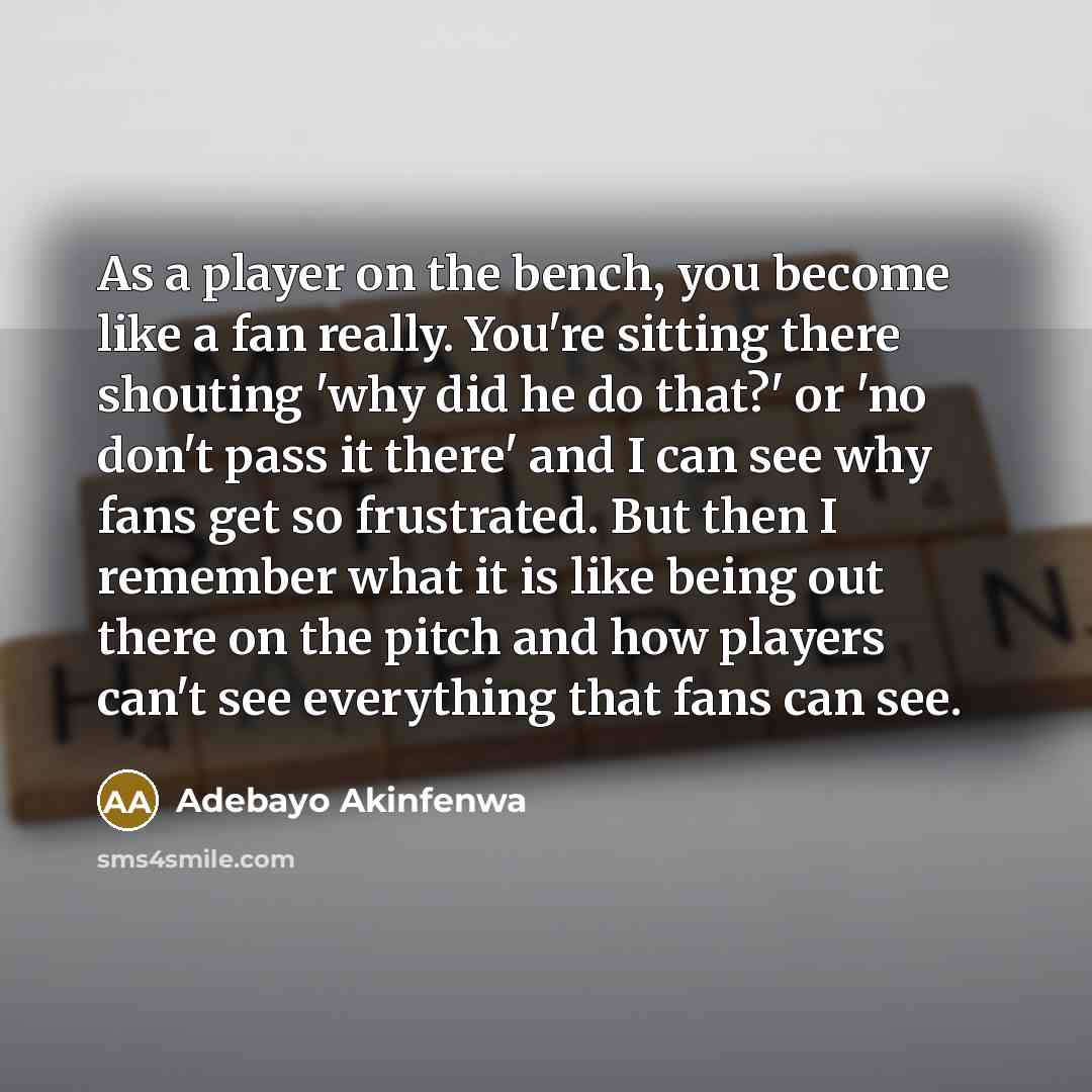 “As a player on the bench, you become like a…” quote by Adebayo Akinfenwa