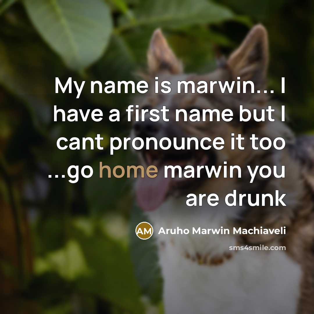 “My name is marwin... I have a first name but I cant pronounce it too ...go home marwin you are drunk” quote by Aruho Marwin Machiaveli