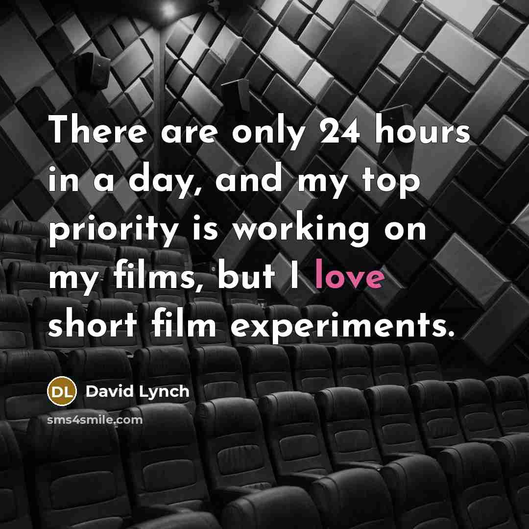 “There are only 24 hours in a day, and my…” quote by David Lynch