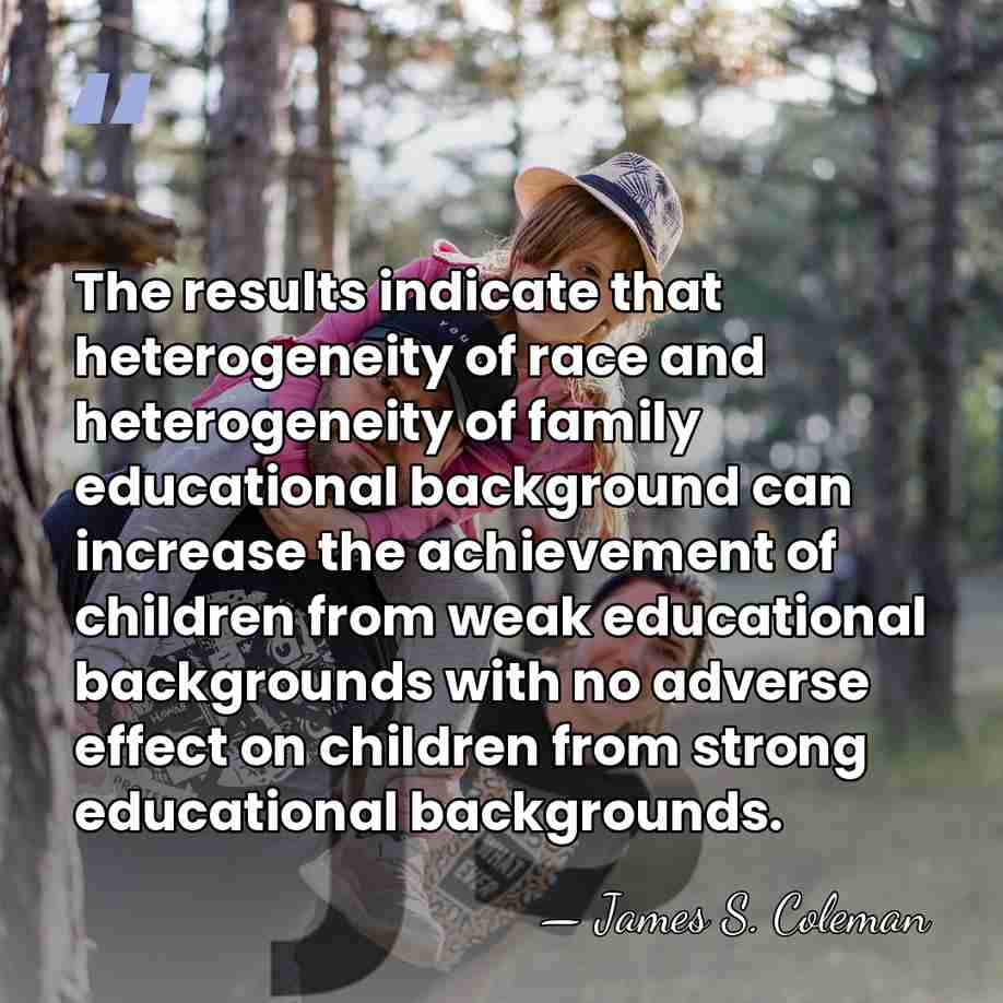 The results indicate that heterogeneity of race and heterogeneity of family educational&hellip; - James S. Coleman