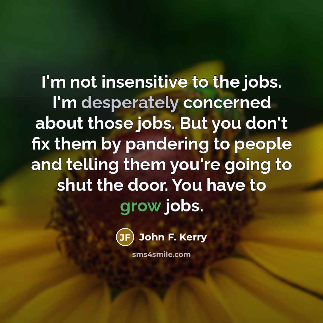 “I'm not insensitive to the jobs. I'm desperately concerned about…” quote by John F. Kerry
