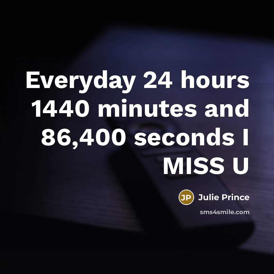 “Everyday 24 hours 1440 minutes and 86,400 seconds I MISS…” quote by Julie Prince