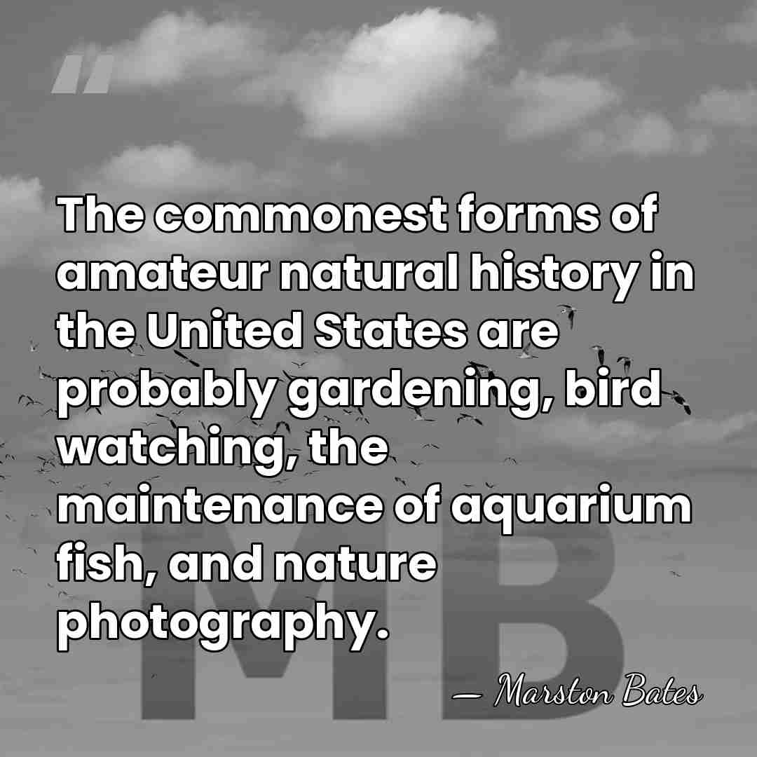 The commonest forms of amateur natural history in the United States are&hellip; - Marston Bates