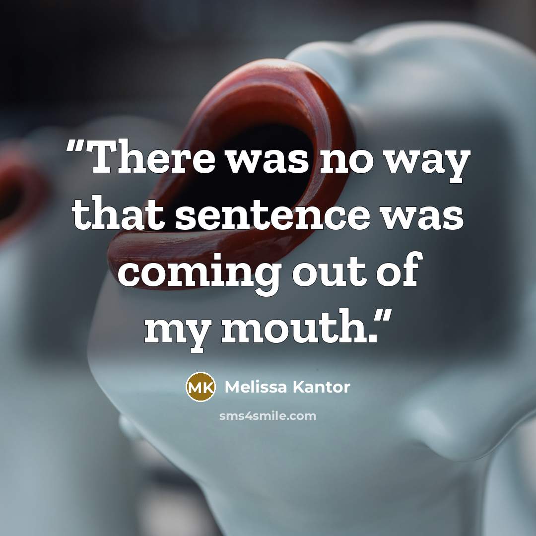 “There was no way that sentence was coming out of my mouth.” quote by Melissa Kantor