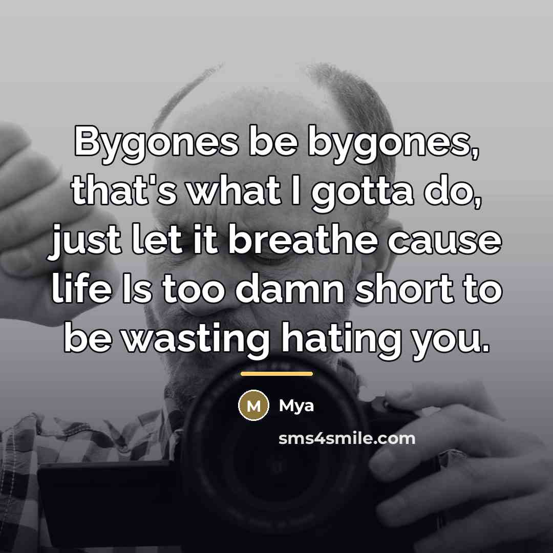 “Bygones be bygones, that's what I gotta do, just let…” quote by Mya