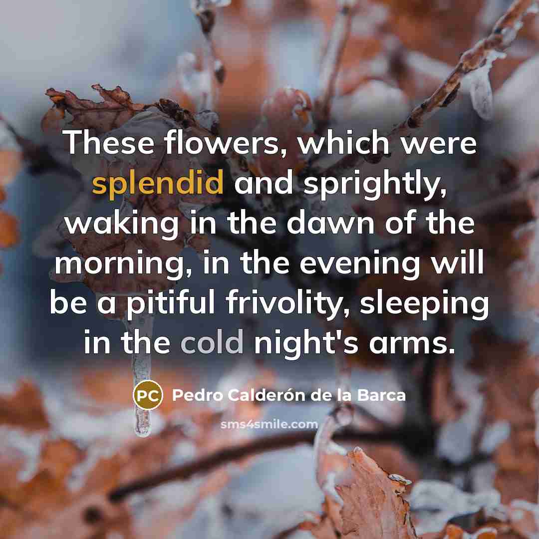 “These flowers, which were splendid and sprightly, waking in the…” quote by Pedro Calderon de la Barca