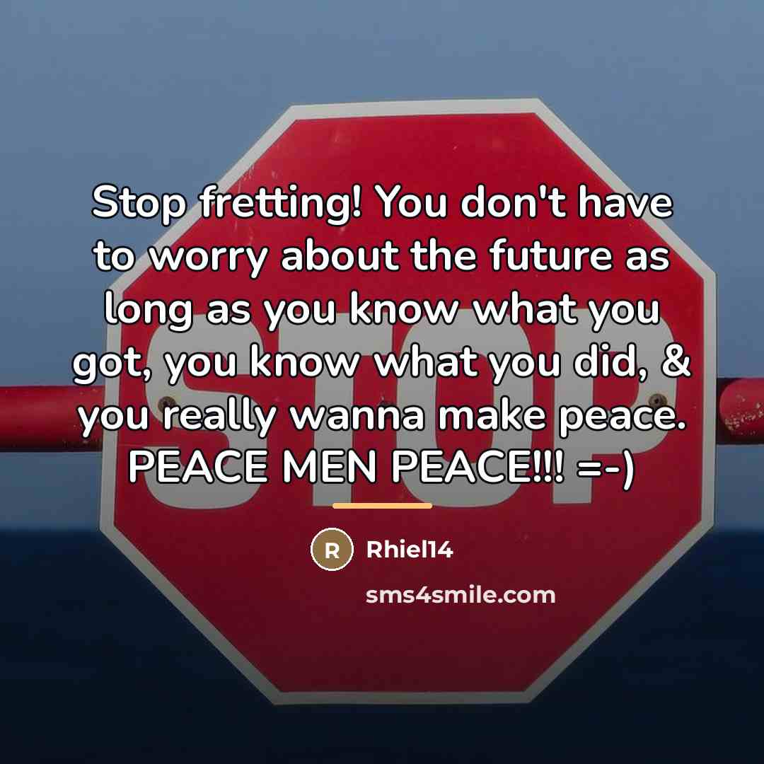 “Stop fretting! You don't have to worry about the future…” quote by Rhiel14