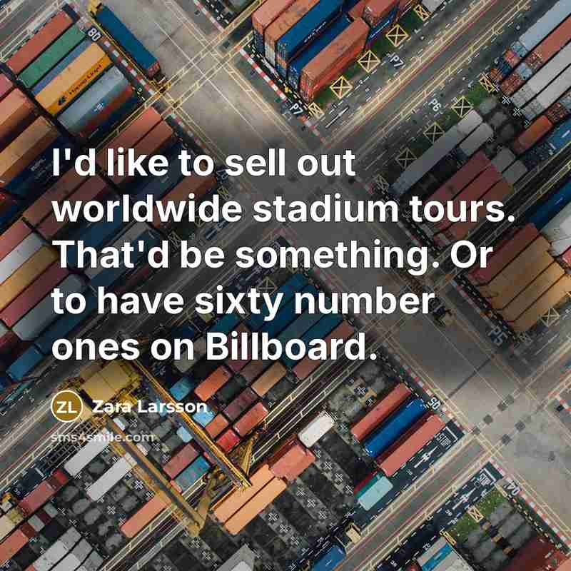 “I'd like to sell out worldwide stadium tours. That'd be…” quote by Zara Larsson