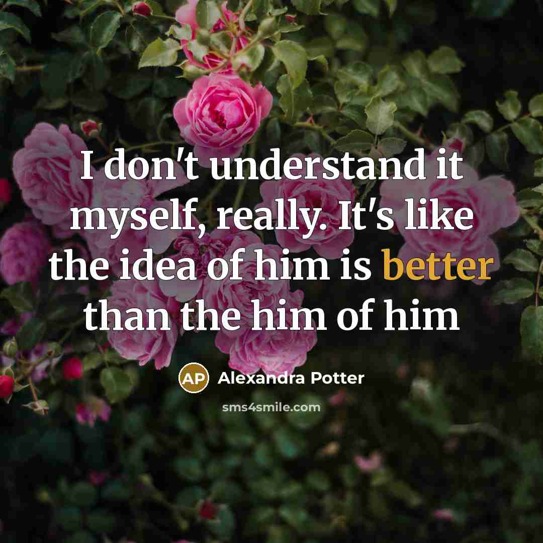 “I don't understand it myself, really. It's like the idea of him is better than the him of him” quote by Alexandra Potter
