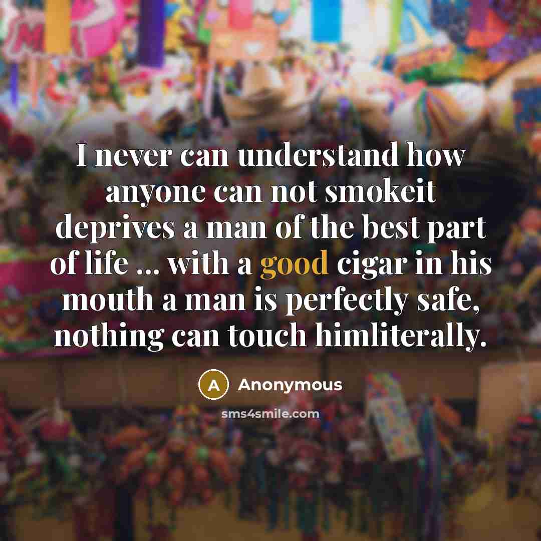 “I never can understand how anyone can not smokeit deprives…” quote by Anonymous