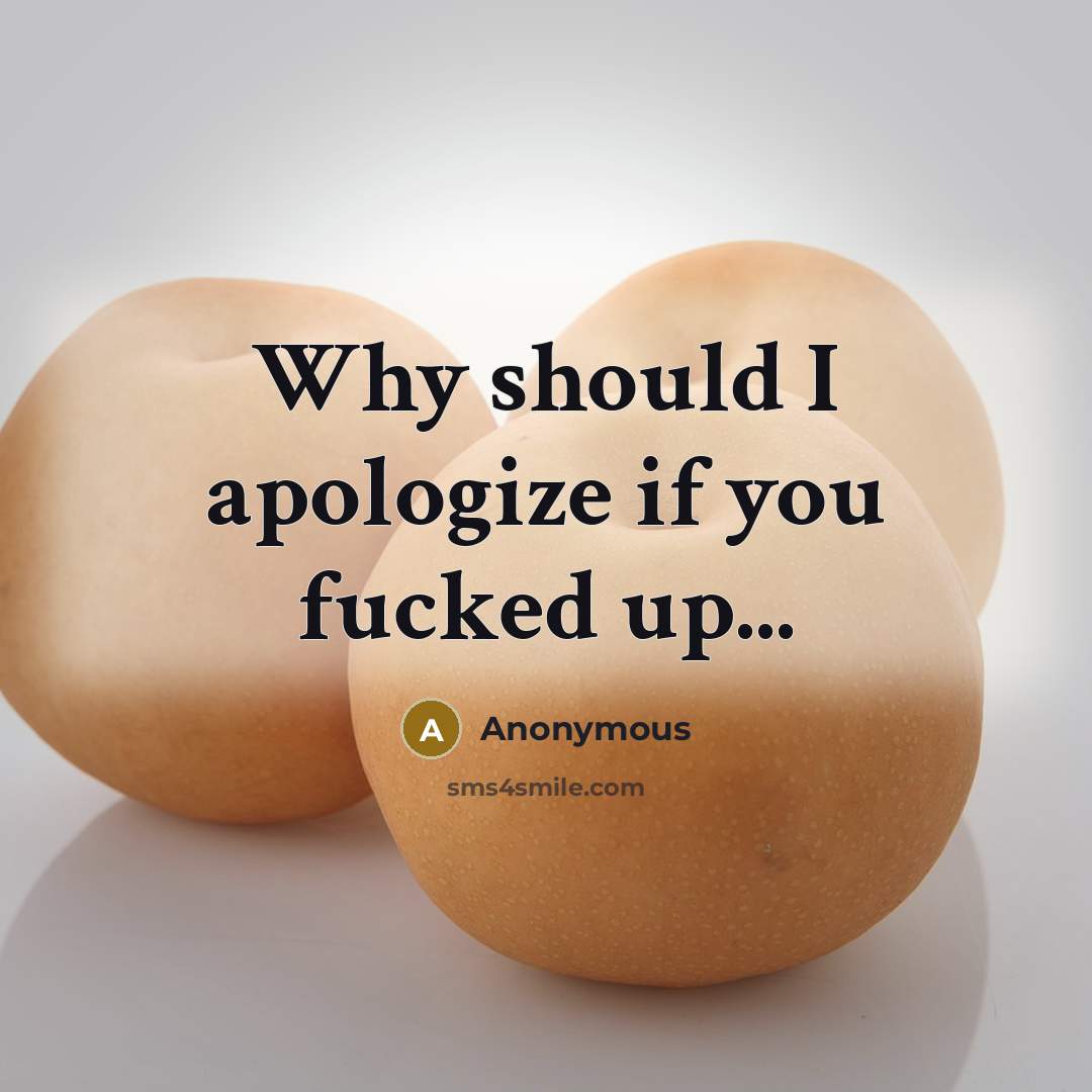 “Why should I apologize if you fucked up...…” quote by Anonymous