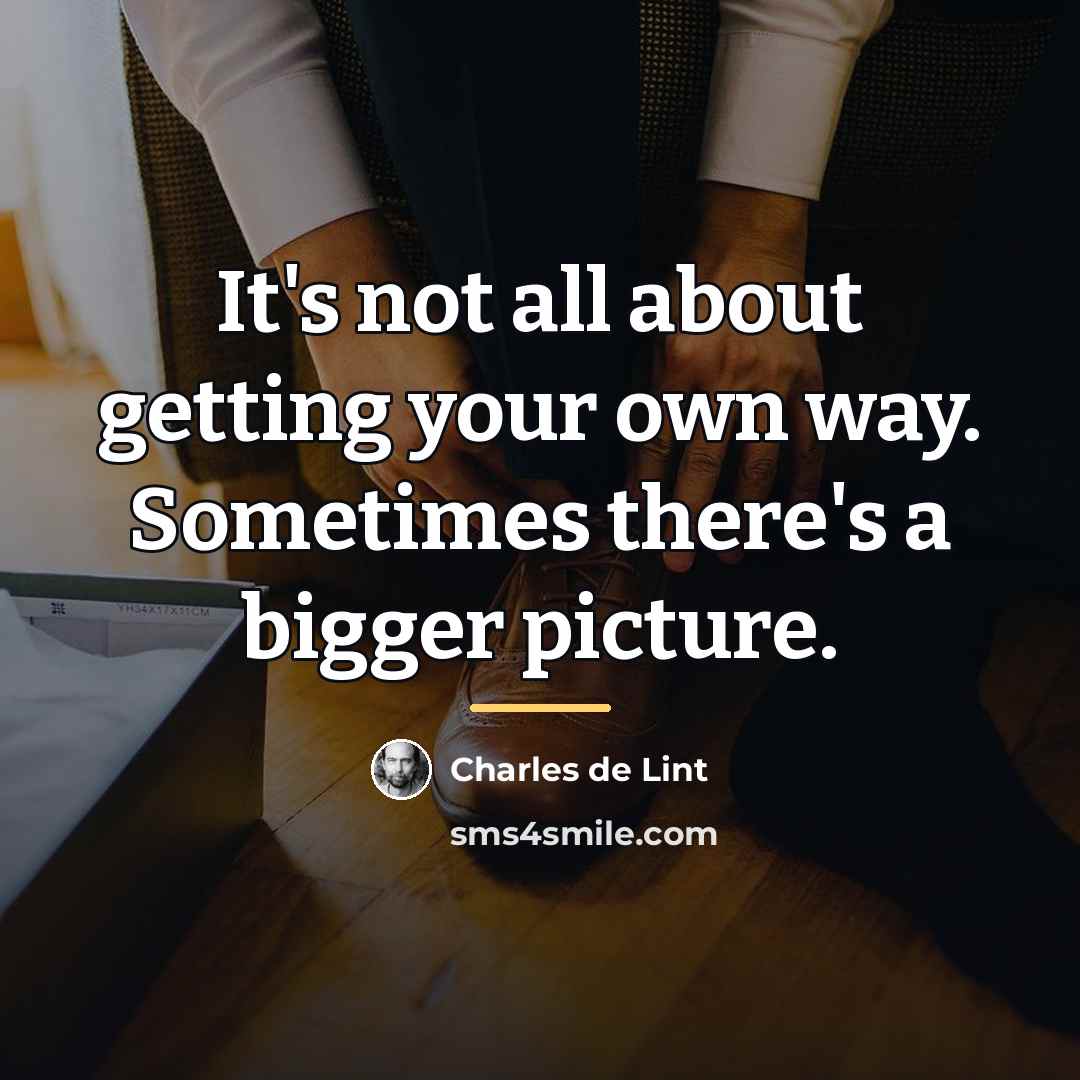 “It's not all about getting your own way. Sometimes there's…” quote by Charles de Lint