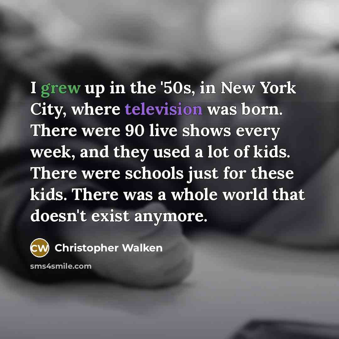 “I grew up in the '50s, in New York City,…” quote by Christopher Walken
