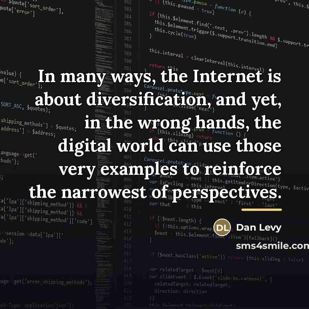 “In many ways, the Internet is about diversification, and yet,…” quote by Dan Levy