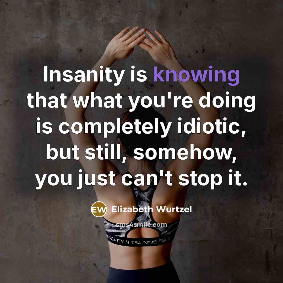 “Insanity is knowing that what you're doing is completely idiotic,…” quote by Elizabeth Wurtzel