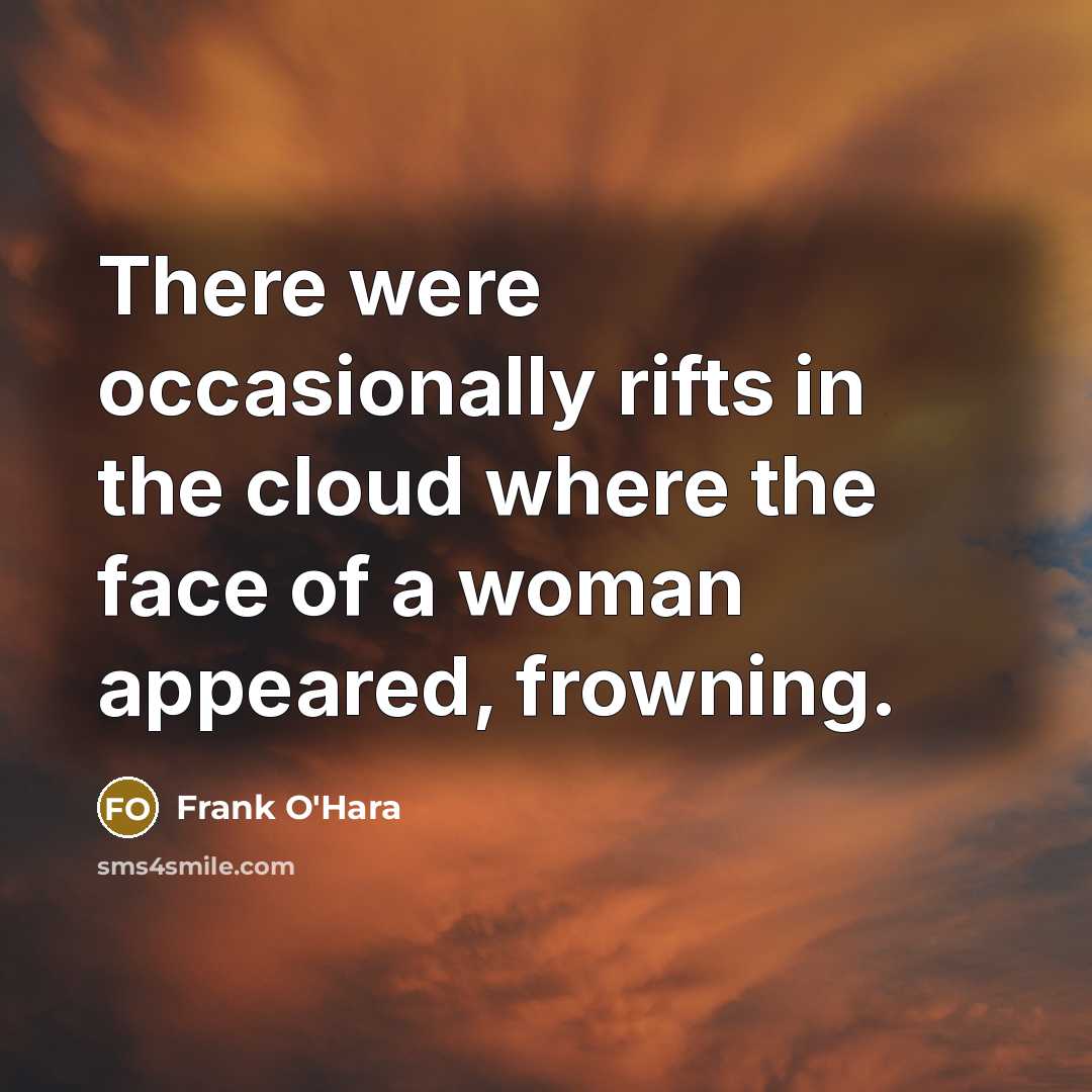 “There were occasionally rifts in the cloud where the face…” quote by Frank O'Hara