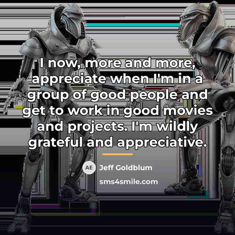 “I now, more and more, appreciate when I'm in a…” quote by Jeff Goldblum