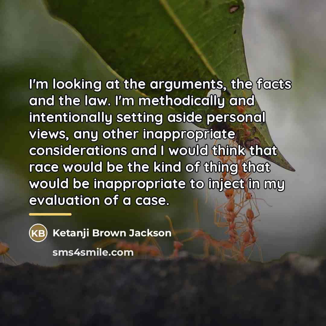“I'm looking at the arguments, the facts and the law.…” quote by Ketanji Brown Jackson