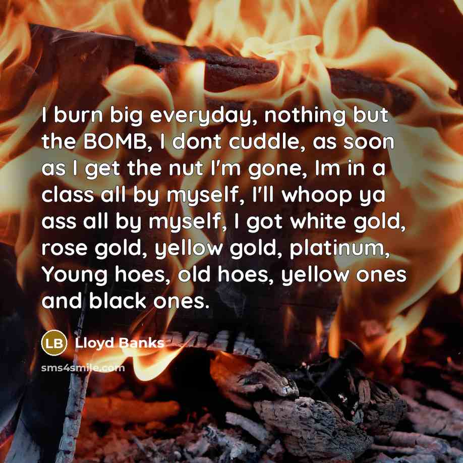 “I burn big everyday, nothing but the BOMB, I dont…” quote by Lloyd Banks
