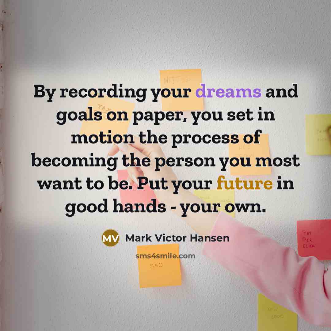 “By recording your dreams and goals on paper, you set…” quote by Mark Victor Hansen