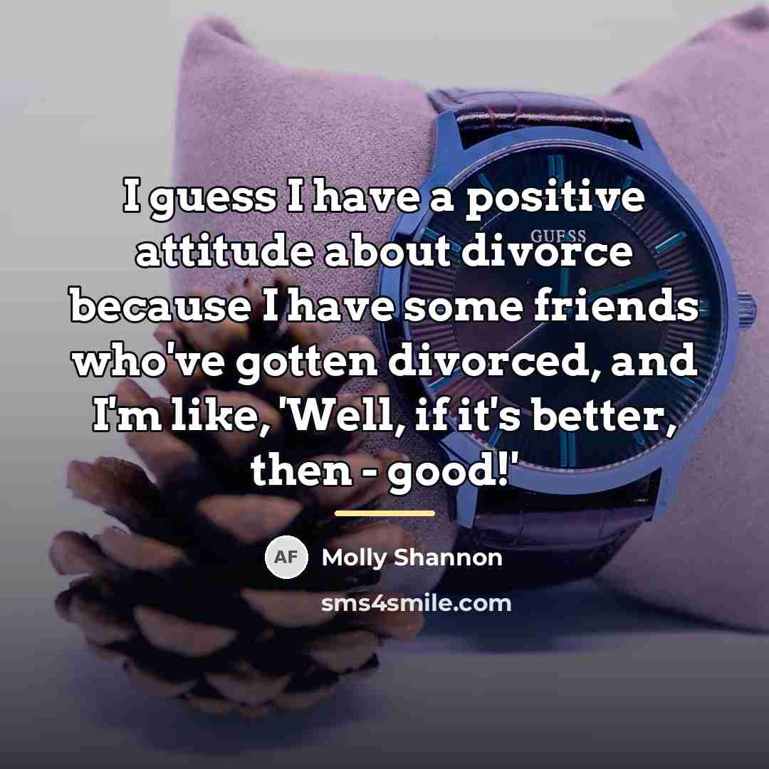 “I guess I have a positive attitude about divorce because…” quote by Molly Shannon