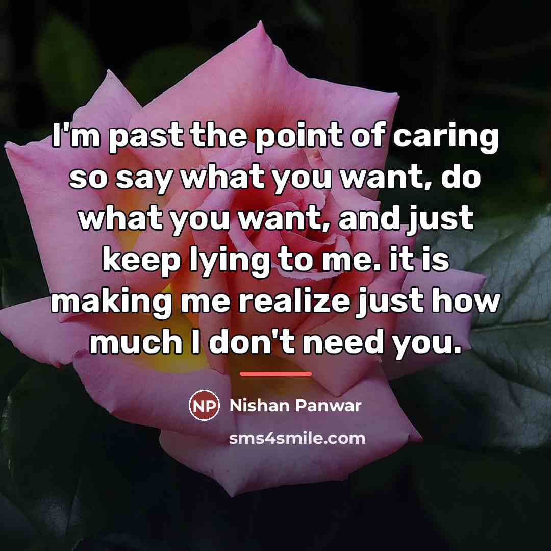 “I'm past the point of caring so say what you…” quote by Nishan Panwar