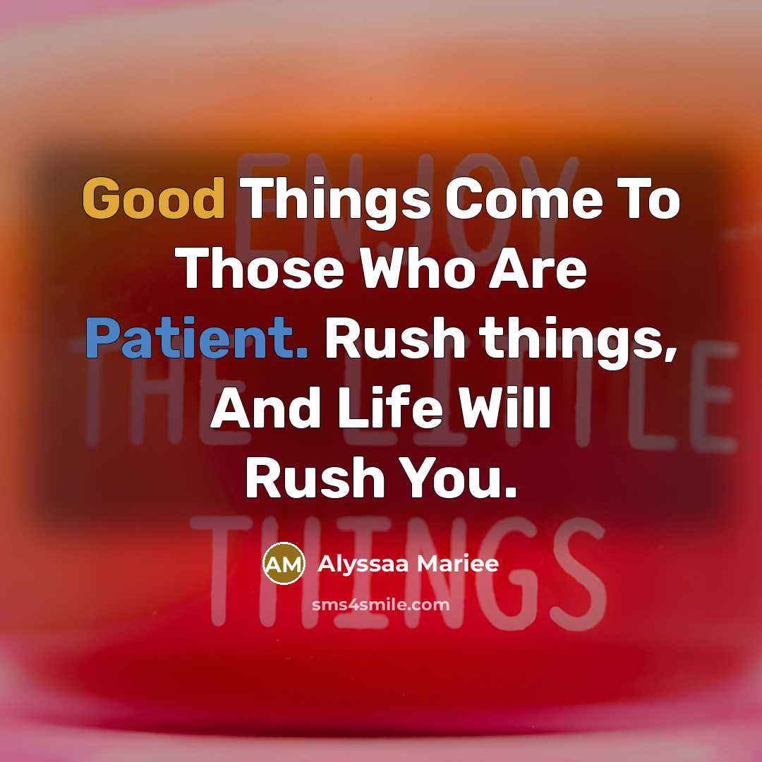 “Good Things Come To Those Who Are Patient. Rush things,…” quote by Alyssaa Mariee