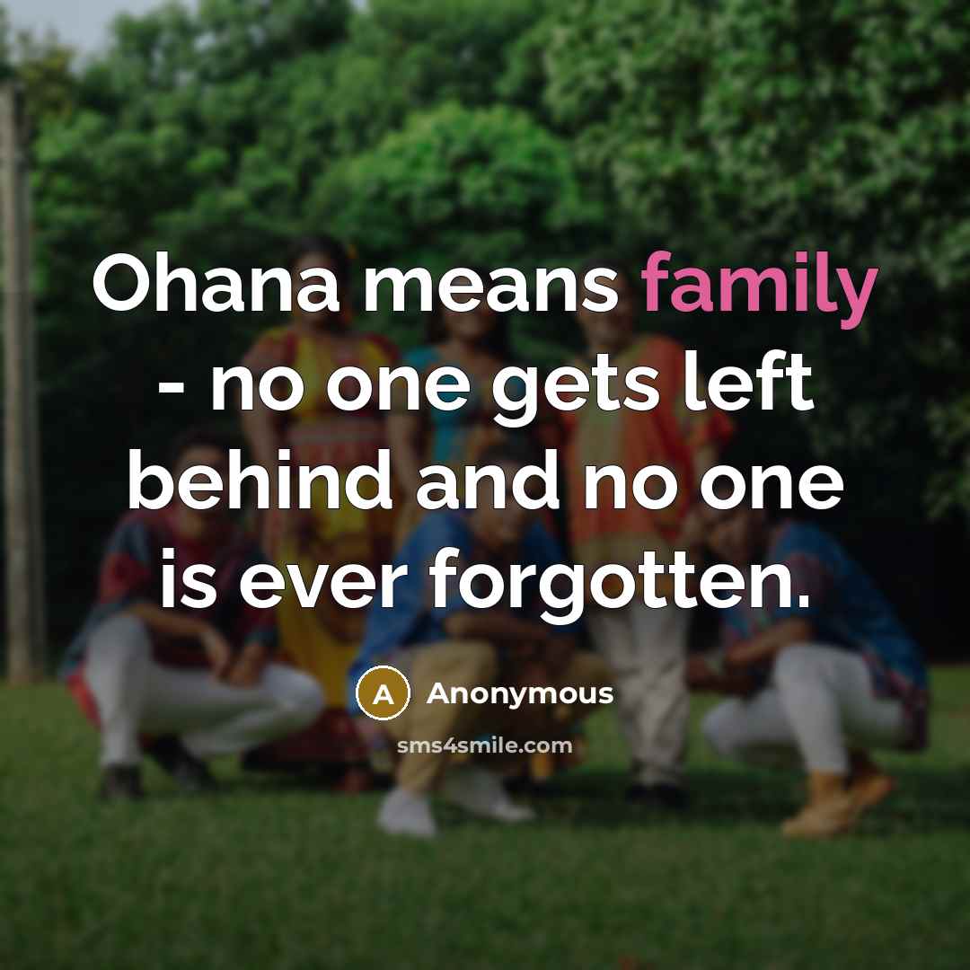 “Ohana means family - no one gets left behind and…” quote by Anonymous