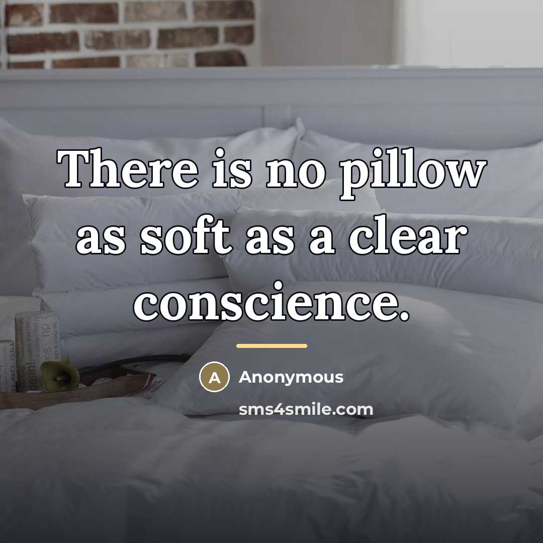 “There is no pillow as soft as a clear conscience.…” quote by Anonymous