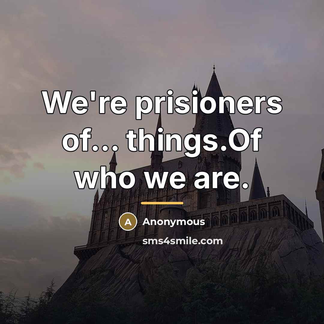 “We're prisioners of... things.Of who we are.…” quote by Anonymous