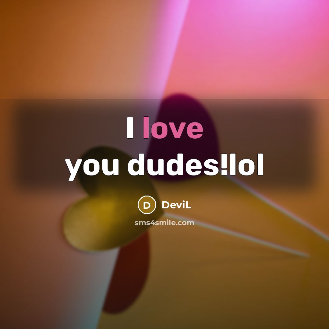 “I love you dudes!lol” quote by DeviL