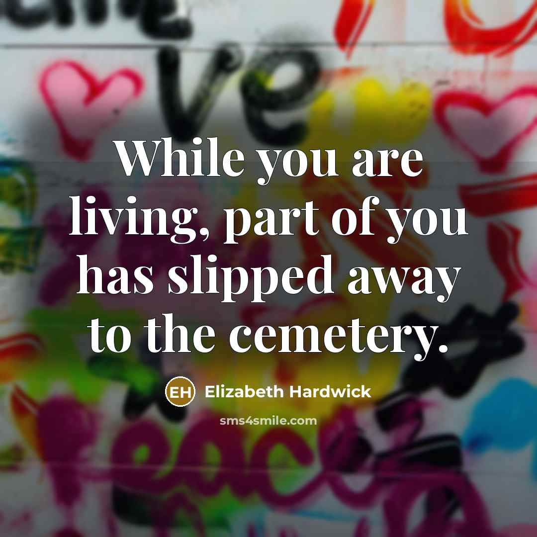 “While you are living, part of you has slipped away…” quote by Elizabeth Hardwick
