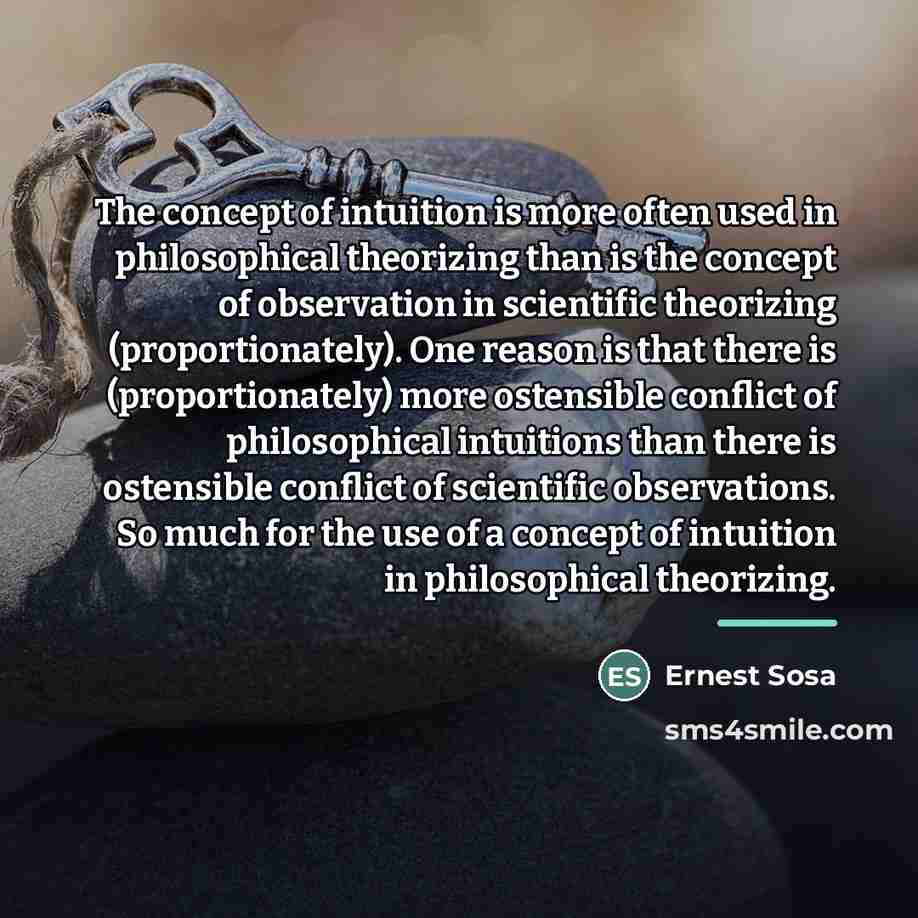 “The concept of intuition is more often used in philosophical…” quote by Ernest Sosa