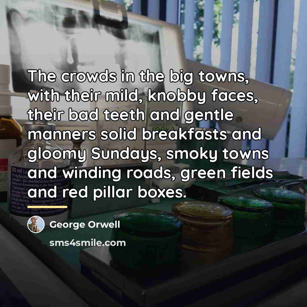 “The crowds in the big towns, with their mild, knobby…” quote by George Orwell