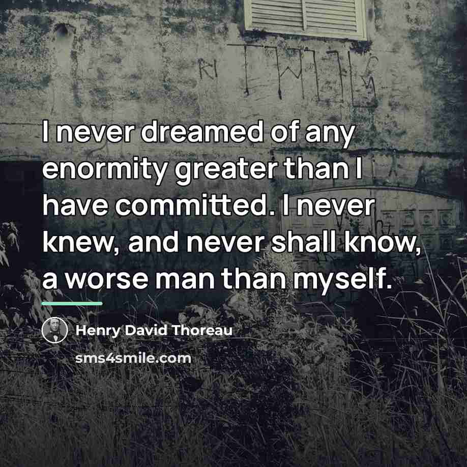 “I never dreamed of any enormity greater than I have…” quote by Henry David Thoreau