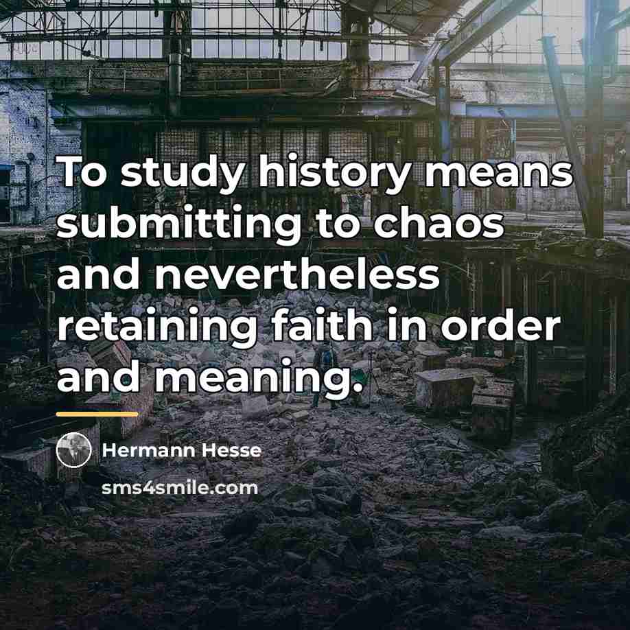 “To study history means submitting to chaos and nevertheless retaining…” quote by Hermann Hesse
